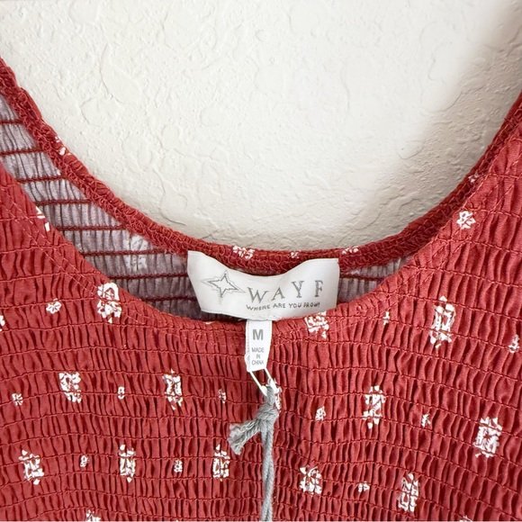 Wayf Dana Floral Smocked Drop Waist Midi Dress Size Medium - Picture 3 of 8